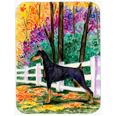 East Urban Home Doberman and Trees Glass Cutting Board