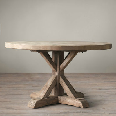 Vintage Style Round Solid Wood Dining Table