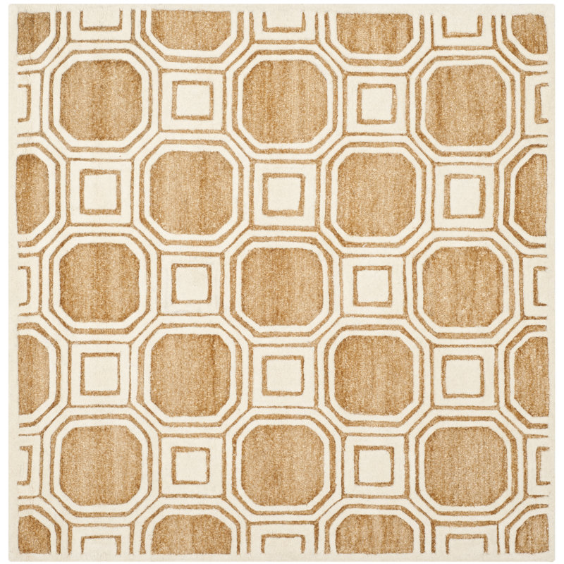 Camel Hand-Tufted Wool and Cotton Square Rug, 60"