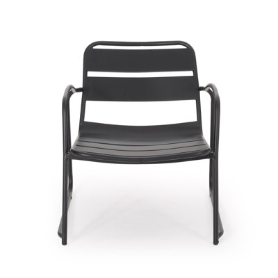 Ensemble de conversation d'extérieur en rotin d'osier | Métal | Ensemble de conversation | Noir mat