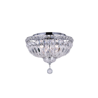 Multi Light Flush Mount Ceiling Light – Wide Chrome Finish with Crystal Accents, Bright Ambient Lighting for Hallway, Kitchen, or Bedroom