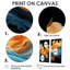 Encre liquide orange vif et turquoise - décoration murale moderne-413179353-413179352-413179355