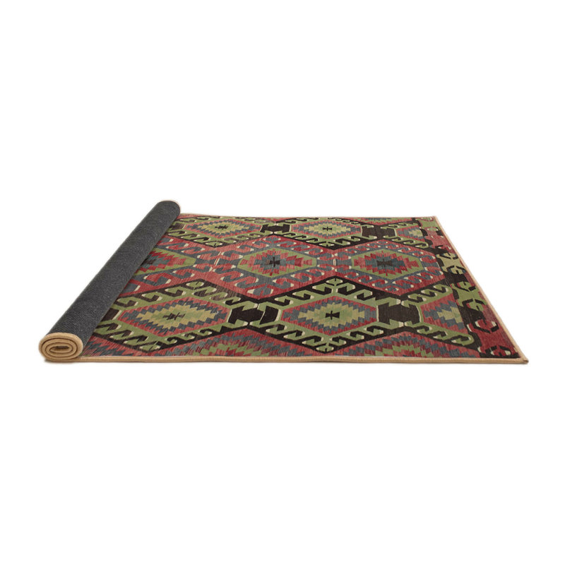 Tapis vert/rose traditionnel Santibanez, Rond 8 pi