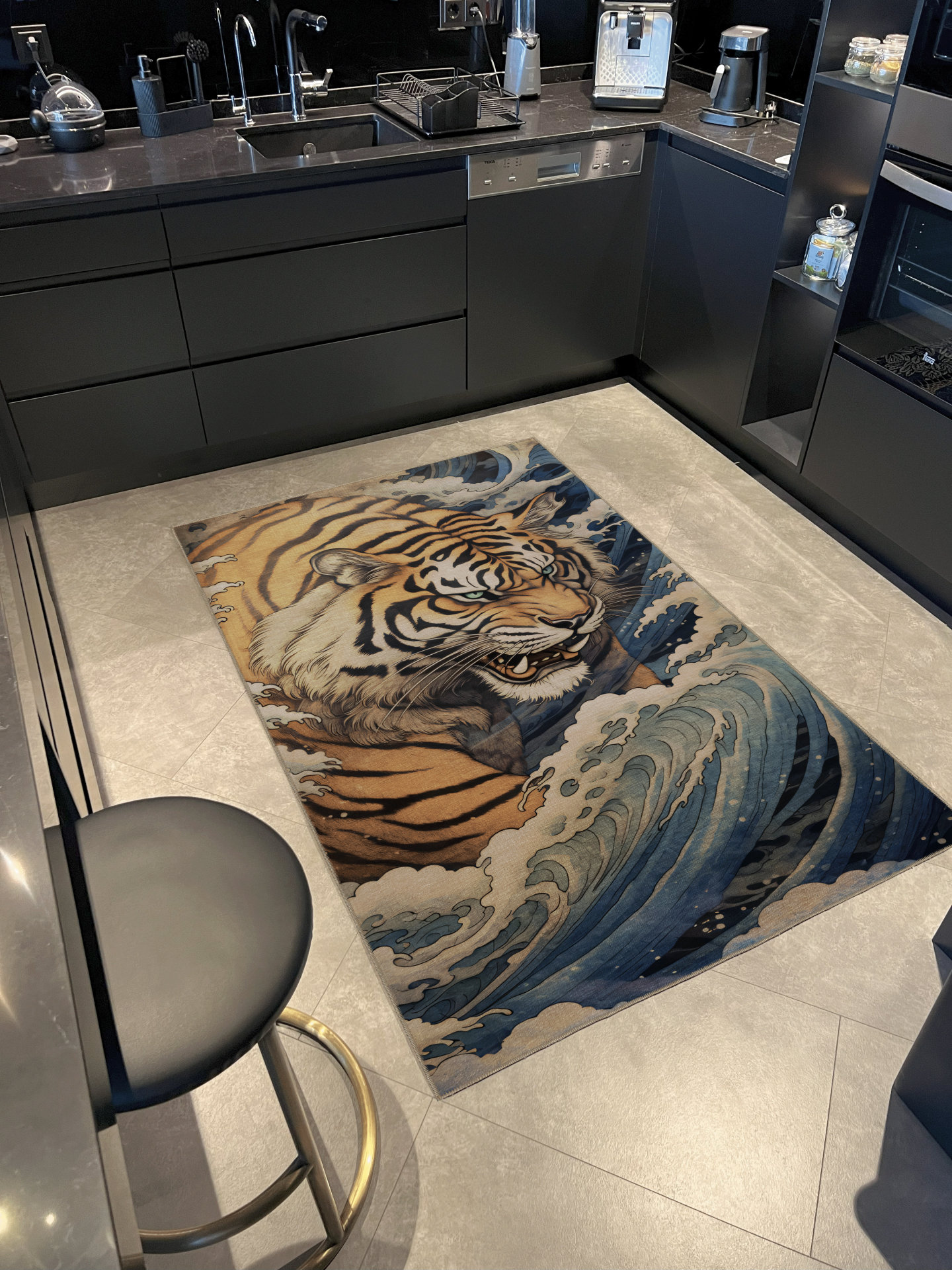 Bungalow Rose Multi-Colored Surrealist Tiger Patterned Creative Modern ...