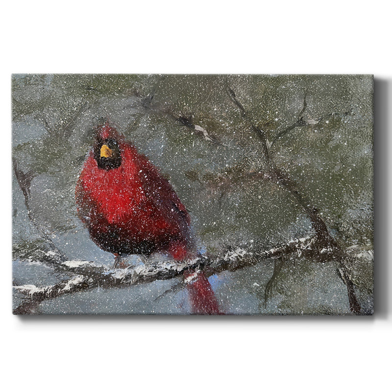 Cardinal dans la neige I, H 32 po x l 48 po x P 1,5 po