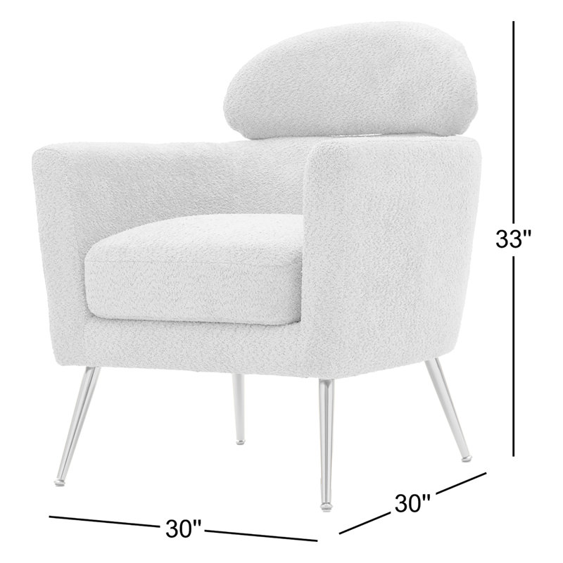 Fauteuil demi-tonneau Demetrius, Mélange de polyester blanc