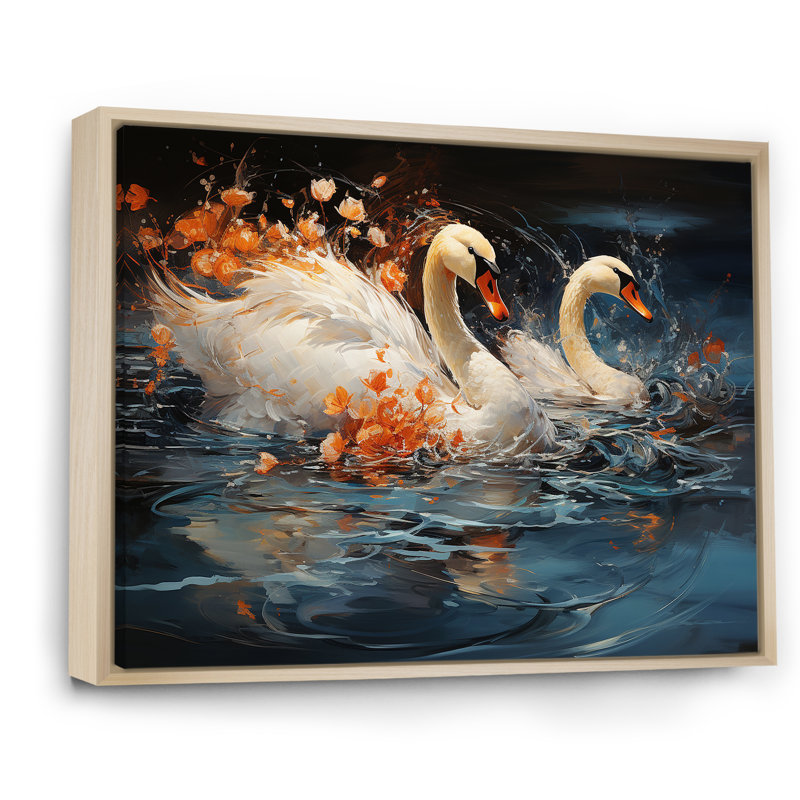 Cygnes voyage I sur toile, H 30 po x l 40 po x P 1,5 po, Cadre naturel flottant