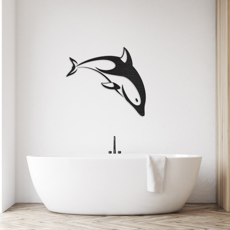 Décoration murale en forme de dauphin - ACM blanc (21 po x 24 po), H 28 po x l 32 po x P 0,25 po, Blanc