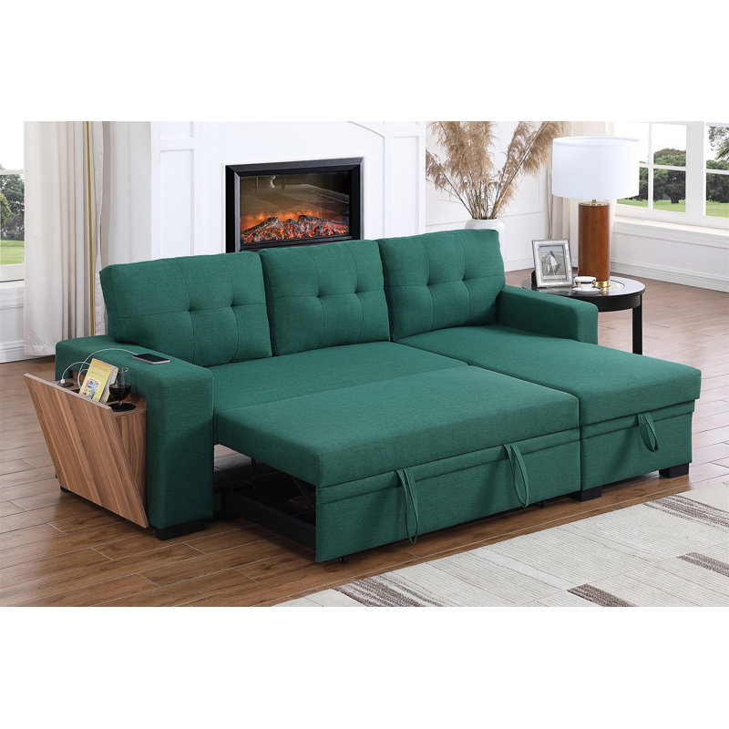 Javi 3 - Piece Upholstered Sectional, Green Linen