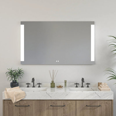 LED Wall Mounted Bathroom Vanity Mirror with Dual Touch Sensor Switch and Bluetooth