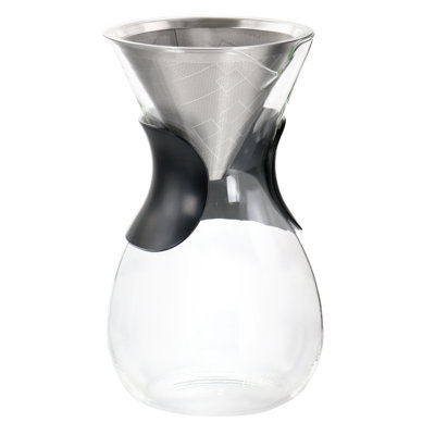 Cafetière à verser en verre transparent de 1 litre avec filtre à mailles fines