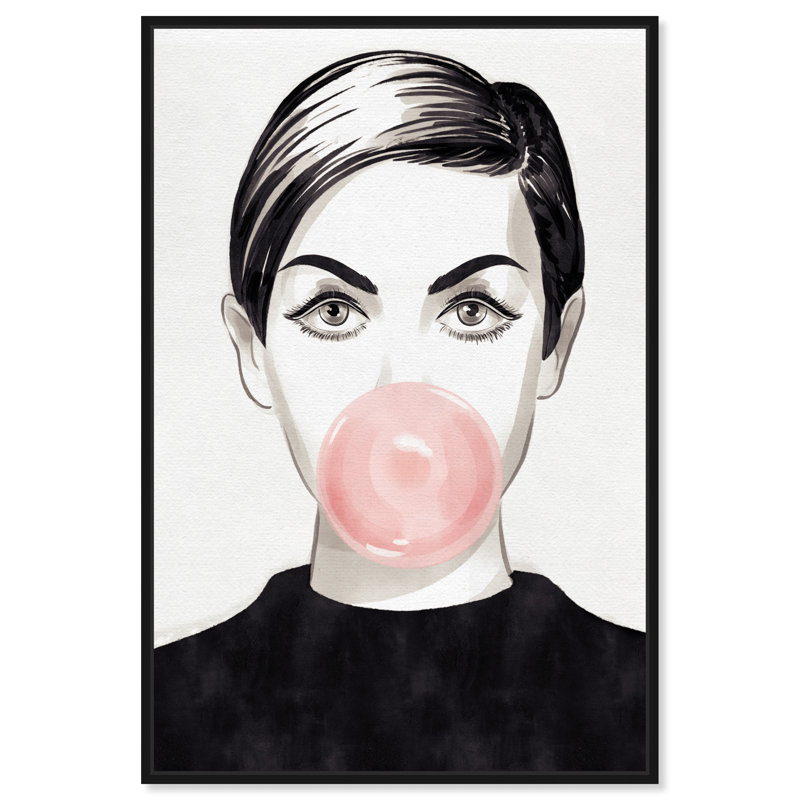 « bubblegum idole », impression, H 15 po x l 10 po, Cadre noir