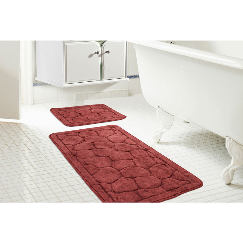 Ensemble de 2 tapis de bain Millgrove, Rouge Bordeaux
