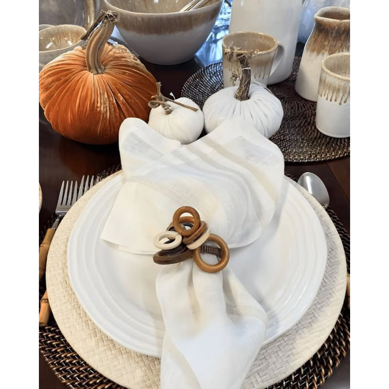 Wicker Vinyl Chargers, Cream