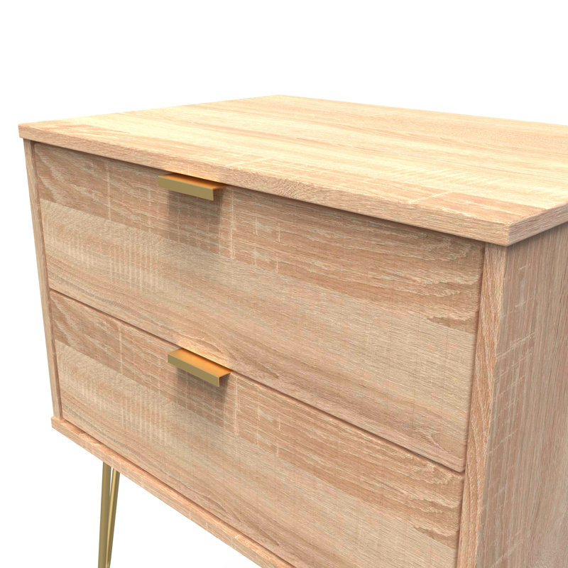 Beranda 58cm W Manufactured Wood Bedside Table, Bardolino Oak