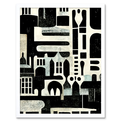 Bold Monochrome Modern Vintage Abstract Geometric - Print