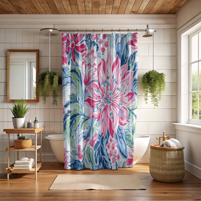 Rideau de douche standard 1 pièce Preppy Pastel Florals