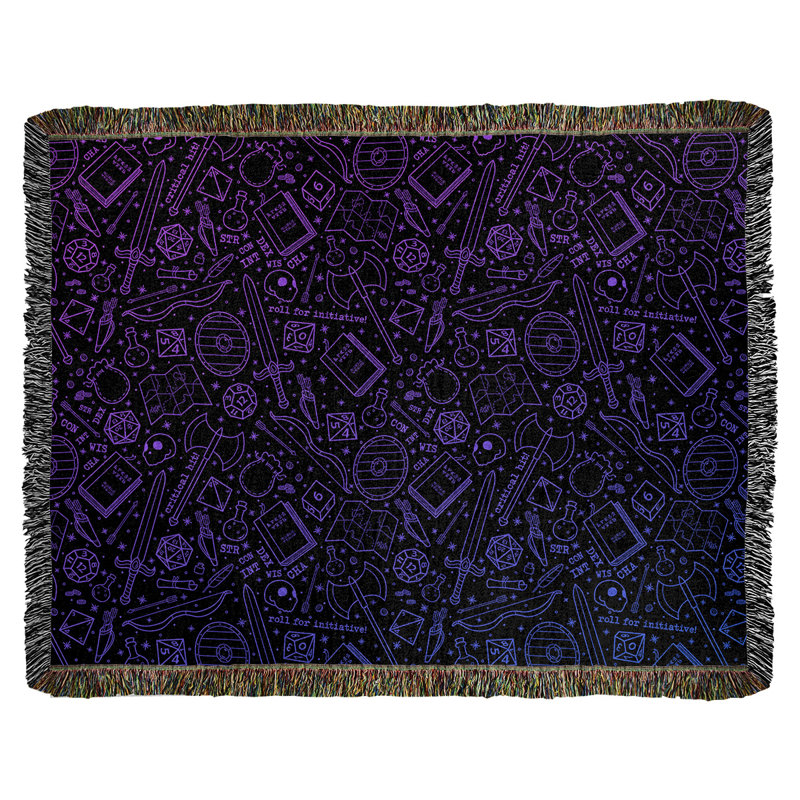 Couverture en coton tissé Katelyn Elizabeth, l 60 po x L 80 po, Mauve pâle / bleu