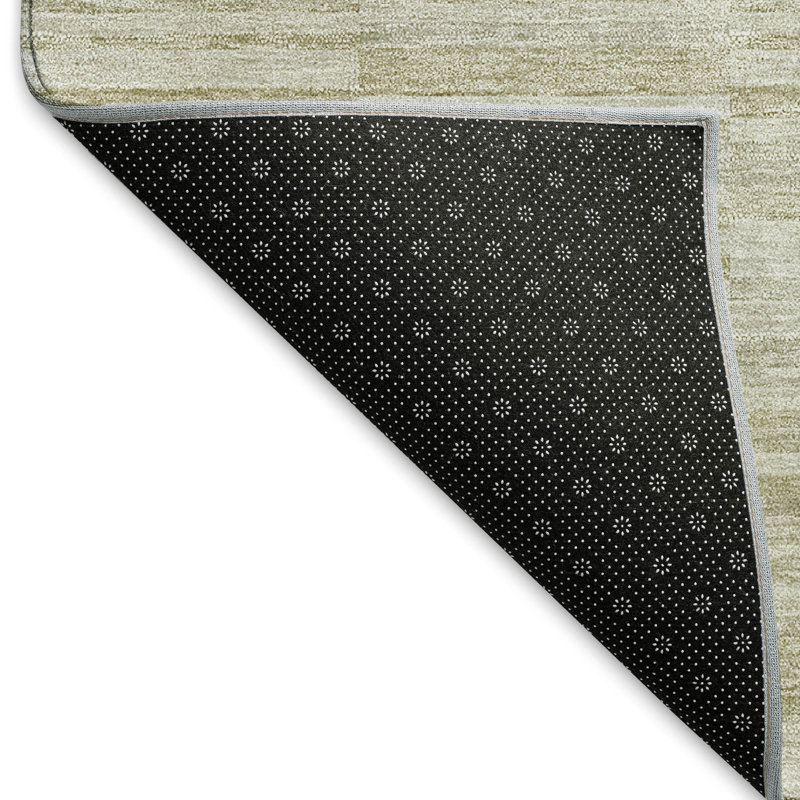 Tapis taupe Prisco lavable à la machine de qualité supérieure, Rectangle 2 pi 6 po x 3 pi 10 po