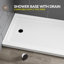 Base de douche antidérapante l 60 po x P 30 po avec ensemble de drain noir mat, conception à seuil plus large-122574551-132008077