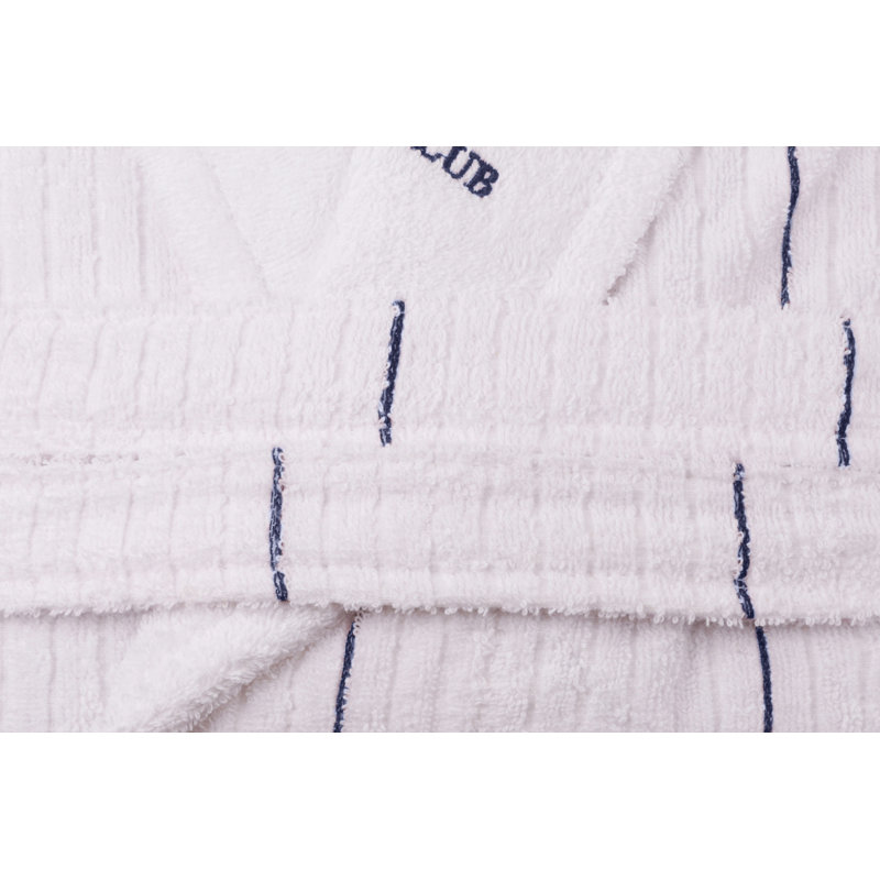 Peignoir en coton mélangé avec poches, M / G, Blanc / bleu foncé