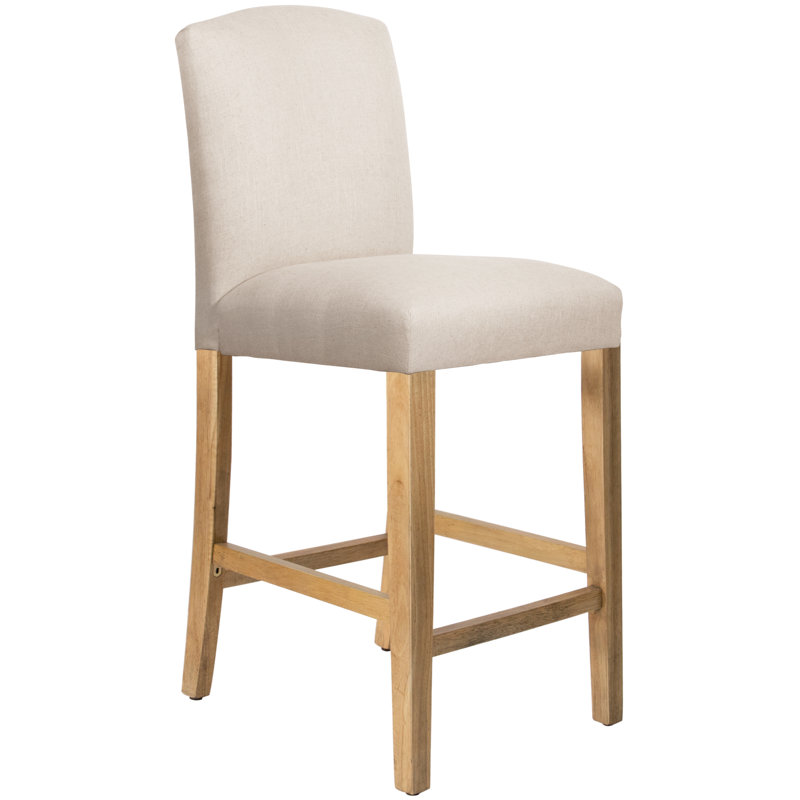 Tabouret de bar et de comptoir April, Tabouret de comptoir (siège d'une hauteur de 26 p, Velours blanc classique, Espresso