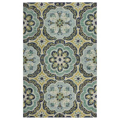 Tapis touffeté à la main 100% laine vert Cementon