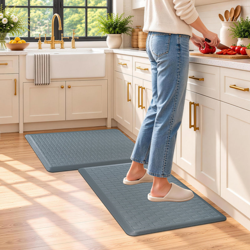  Tapis de cuisine antidérapant et antidérapant , Rectangle 1 pi 5 po x 2 pi 4 po + 1 pi 5 po x 2 pi, Gris