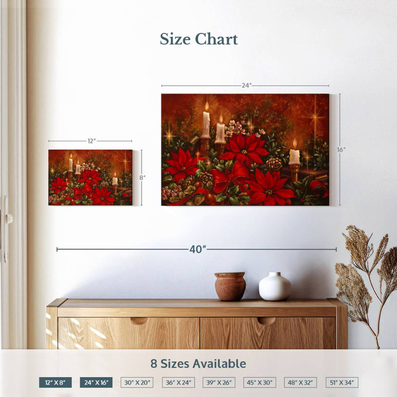 Poinsettia lumineux, H 16 po x l 24 po