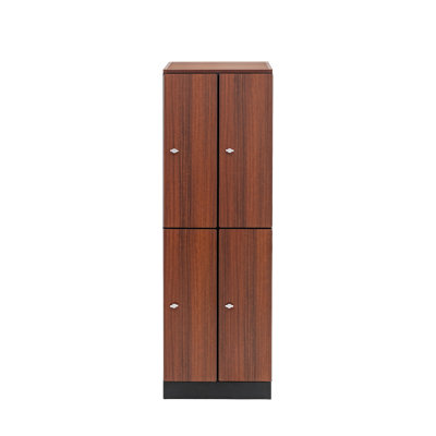 Casier de rangement en bois à 2 colonnes et 2 compartiments à 2 niveaux avec panneaux d'extrémité, serrure à clé