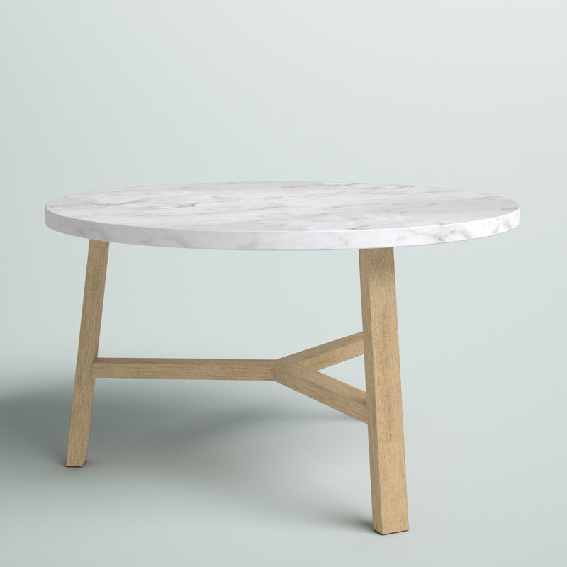 Marisela 3 Legs Round Coffee Table, Light Oak, White