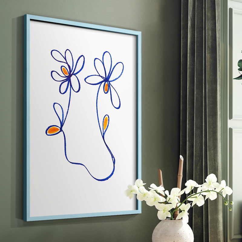 Reproduction encadrée «Wobbler Blooms IV» - bois massif, Bleu, H 10 po x l 8 po