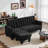 Modern Velvet 3 Seater Sofa with Convertible Ottoman-933065692