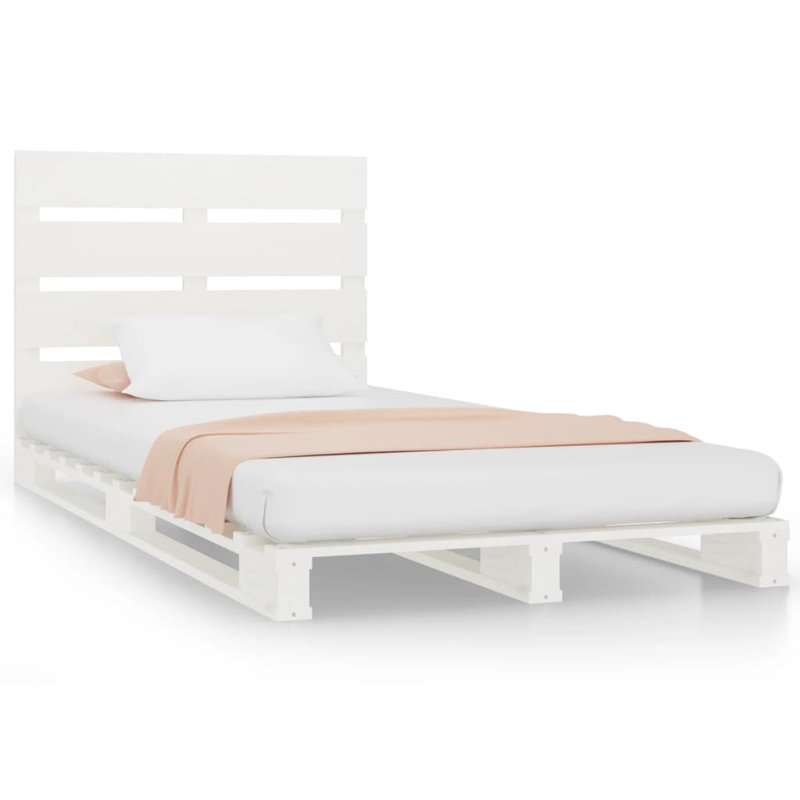 Bed Frame Solid Wood, white, Small Single (2'6)