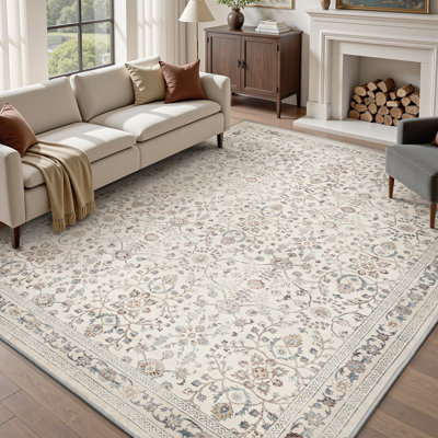 Ultra Soft Machine Washable Floral Living Room Area Rug