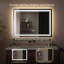 Miroir de salle de bain à DEL avec lumières, mur de miroir de meuble-lavabo lumineux avec fonction de détection du corps humain, fonction mémoire, antibuée, 3 couleurs à intensité variable, miroir à DEL avant et rétro-éclairé pour la salle de b-1980944675
