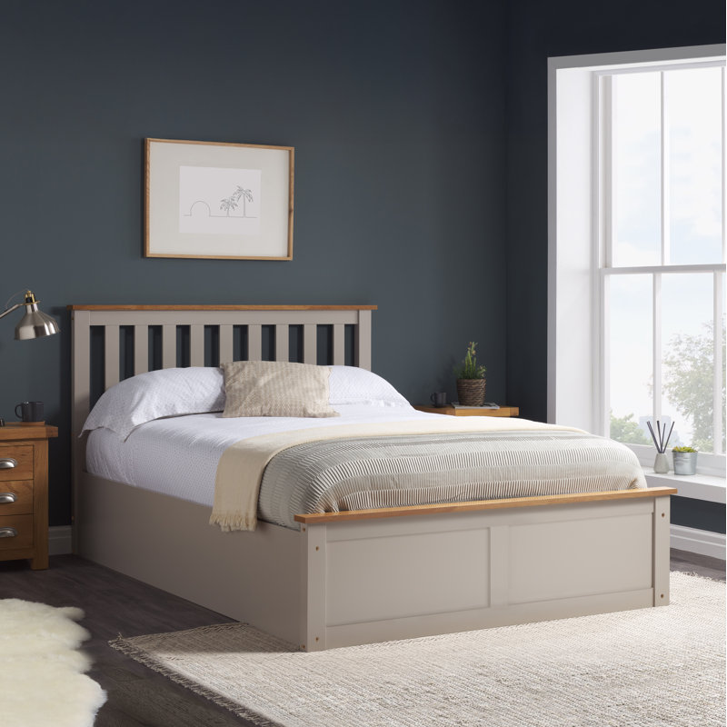 Verona Wooden Ottoman Bed, Double (4'6), Pearl Grey