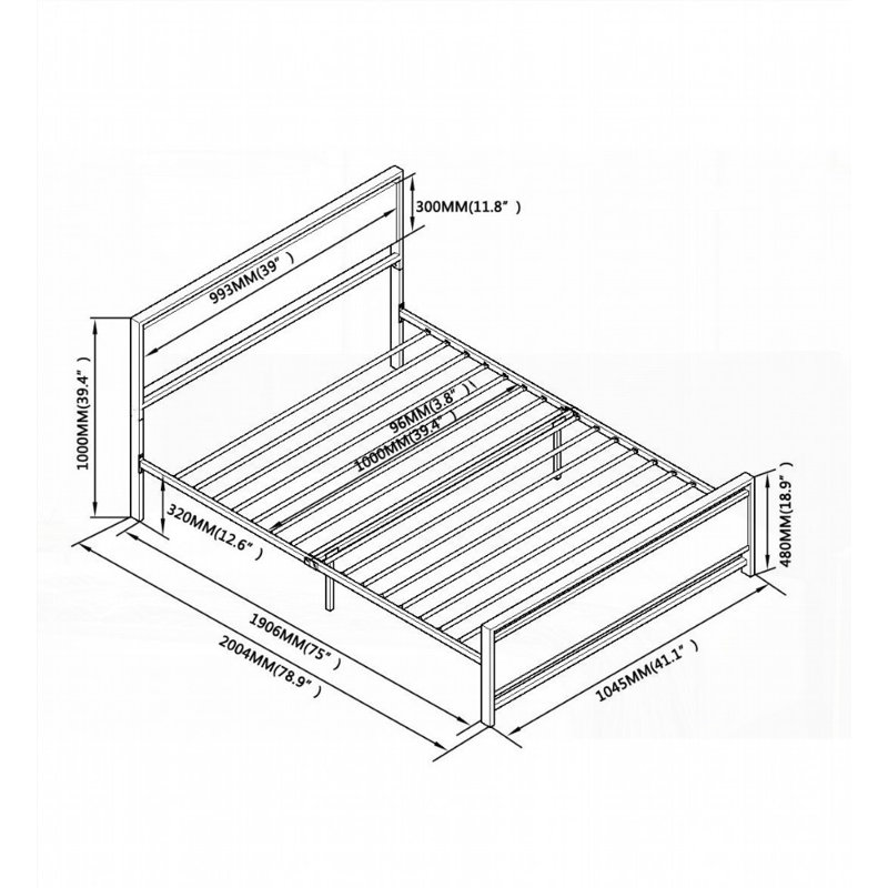 Structure de lit simple en métal - Robuste Aucun sommier tapissier requis, moderne pour toute chambre à coucher
