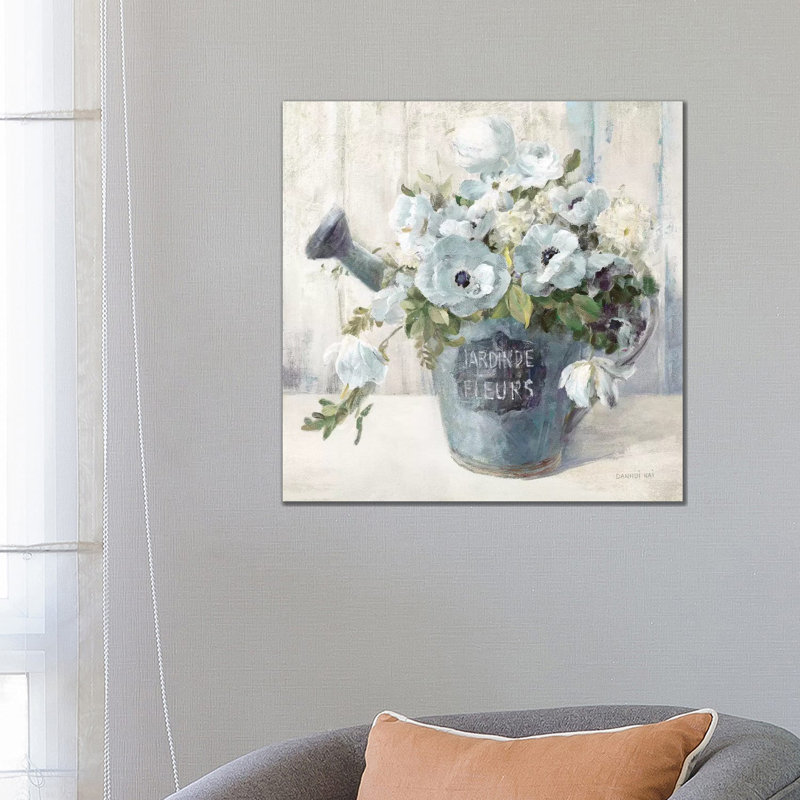«Garden Blooms II in Blue» par Danhui Nai - reproduction d'art, H 26 po x l 26 po x P 1,5 po, Toile tendue, Pas de tapis