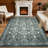 Area Rug 8x10, Washable Vintage Boho Rug, Low-Pile Non-Slip Stain Resistant Carpet for Living Room, Bedroom, Dining Room, Kids Nursery, Green-1632775126-1632923079