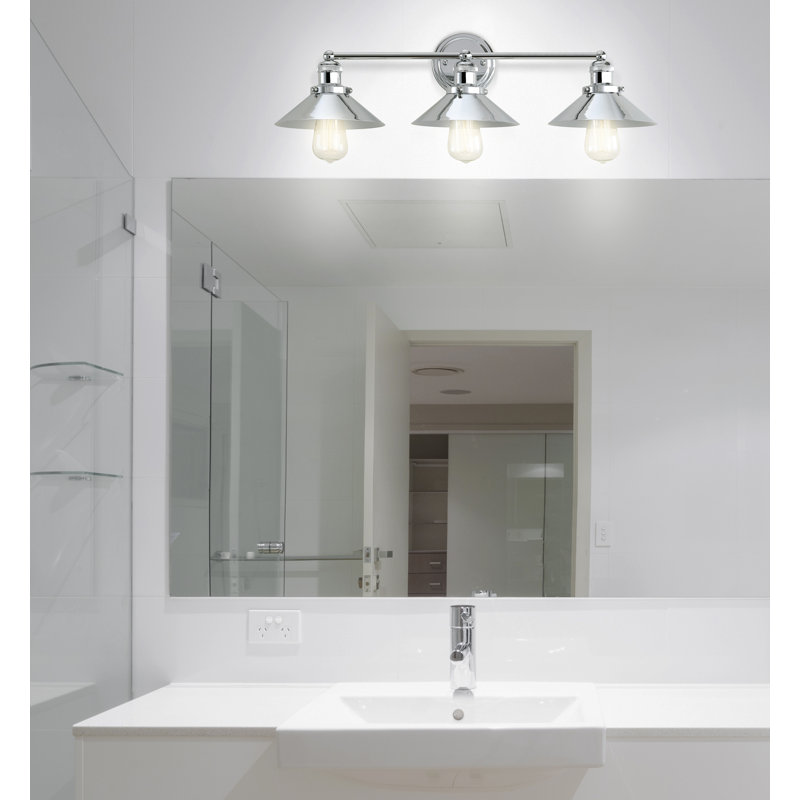 Bagatelle Industrial Farmhouse Metal Vanity Light, Chrome, 3