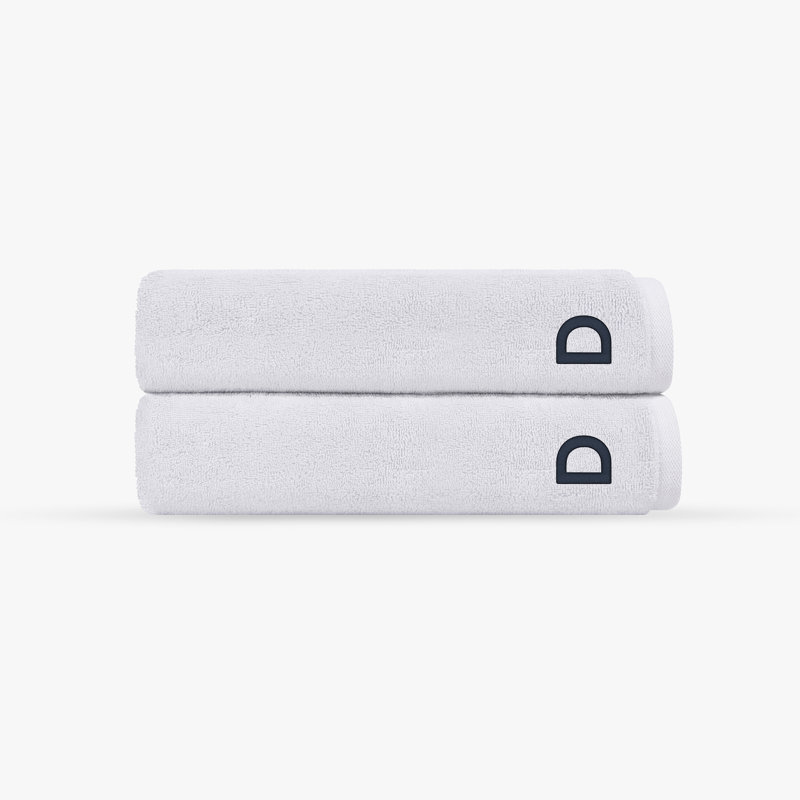 Ensemble turc 2 pièces monogrammé Cloer, D, Blanc, Serviettes de bain ‑ emballage de deux
