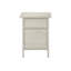 Table d'appoint compacte avec finition stratifiée en chêne lavé, tablette ouverte et rangement fermé pour les salons transitionnels.-2076429830
