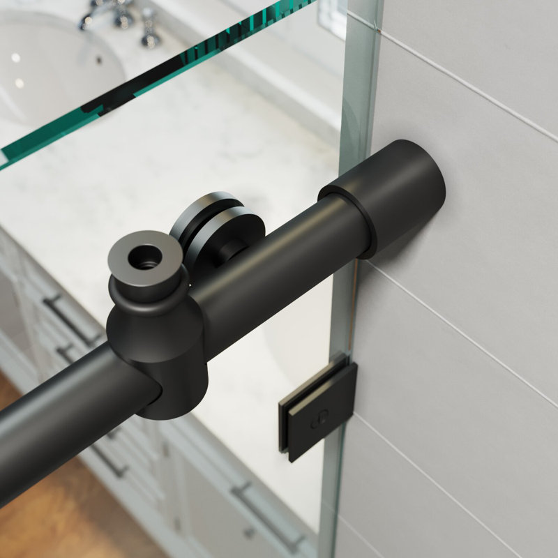 56"-60" W x 62" H Single Sliding Frameless Tub Door with 3/8" Clear Tempered Glass, Black