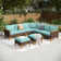 Argyri Wicker Outdoor Patio Conversation Furniture Sectional Set with Fire Pit Table
