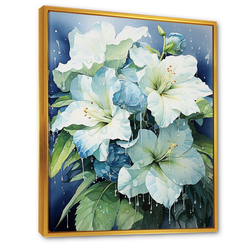 Floral majestueux, art mural jungle, H 32 po x l 24 po x P 1 po, Cadre flottant doré