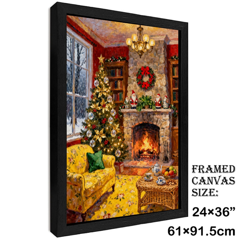 Salon de Noël rétro avec cadre noir créé avec une atmosphère festive, impressions murales de style rétro, H 37 po x l 25 po