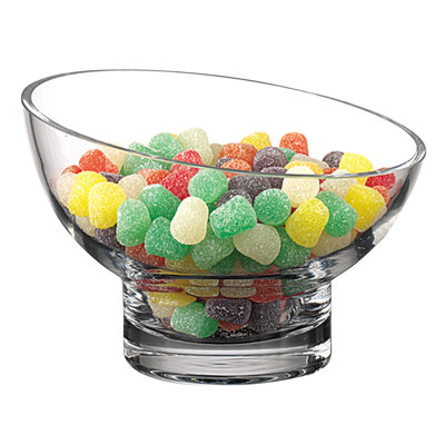 Caelia 7" Clear Mouth Blown Slant Edge Glass Candy Bowl