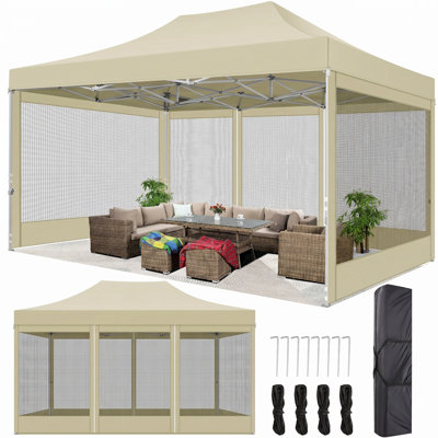 Tente d'auvent 10 x 20, auvent escamotable robuste avec parois latérales