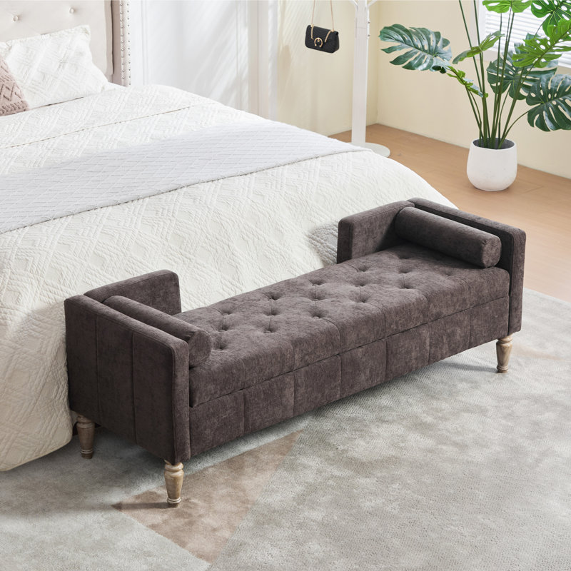 Banc de rangement pour chambre capitonné l 65 po avec coussins, Coffee